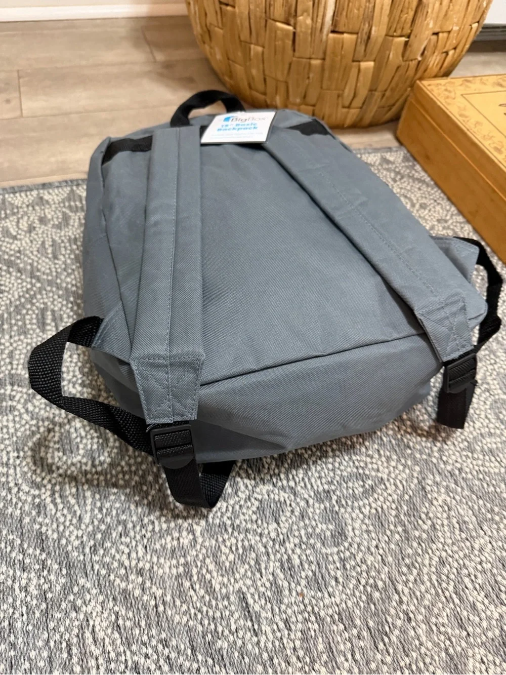 New Kids Gray Everyday Backpack 15” Classic Zip Book Bag with Front Zip Pocket